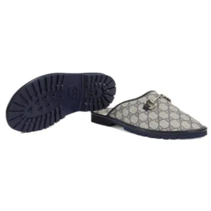 Gucci GG Horsebit Slipper 'Beige/Blue'
