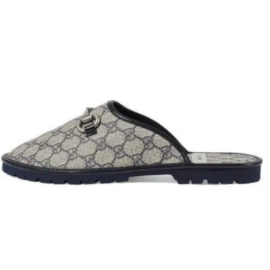 Gucci GG Horsebit Slipper 'Beige/Blue'